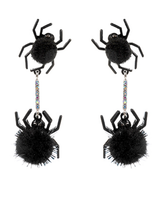 Spider Pom Earrings (Halloween)