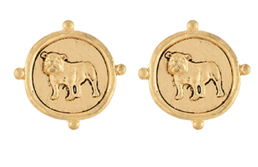Vintage Coin Bulldog Earrings