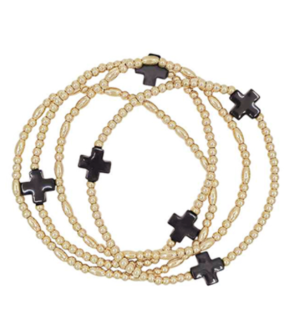 4pc Black Cross Bracelets