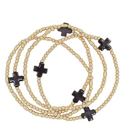 4pc Black Cross Bracelets