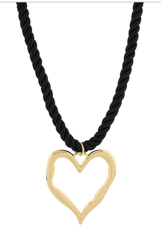 Bold Heart Cord Necklace