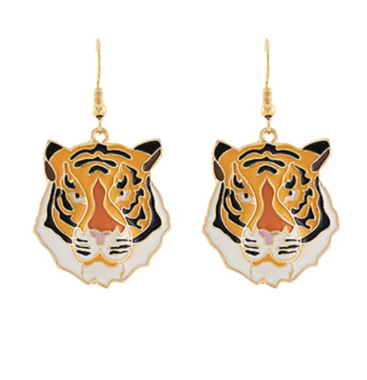 Enamel Tiger Earrings