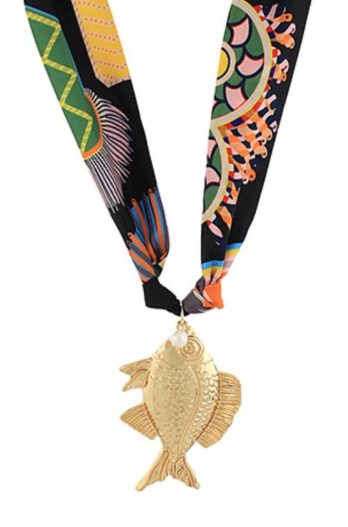 Fish Pendant Scarf Necklace