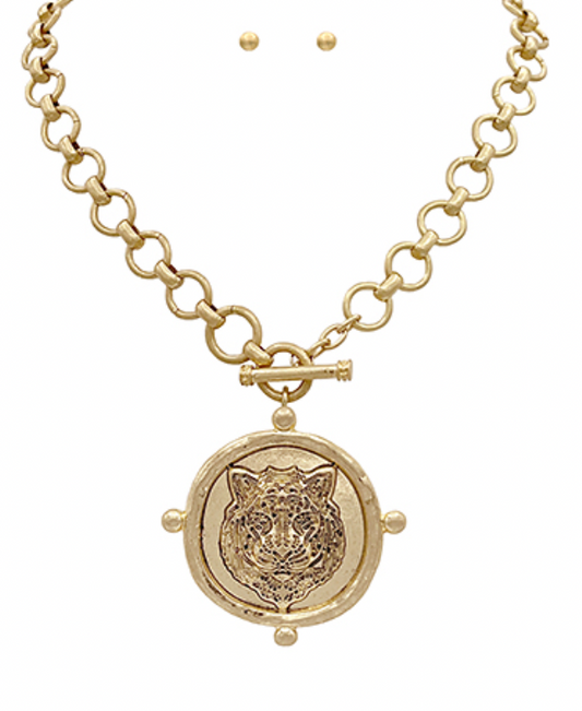 Tiger Head Coin Necklace (Gameday Accessory)