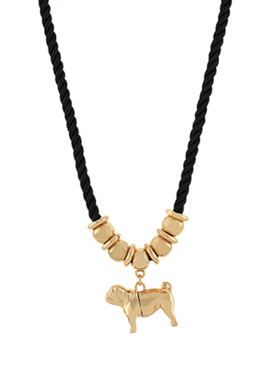 3D Bulldog Cord Necklace