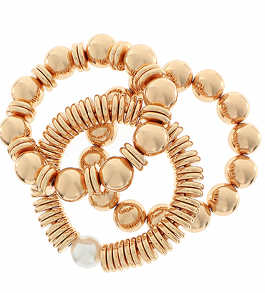 Gold Disk Bracelet Stack