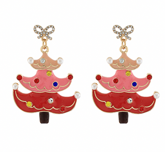 Christmas Tree Bow Earrings