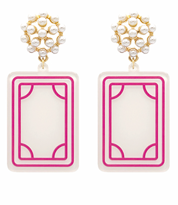 Pearl Mahjong Earrings