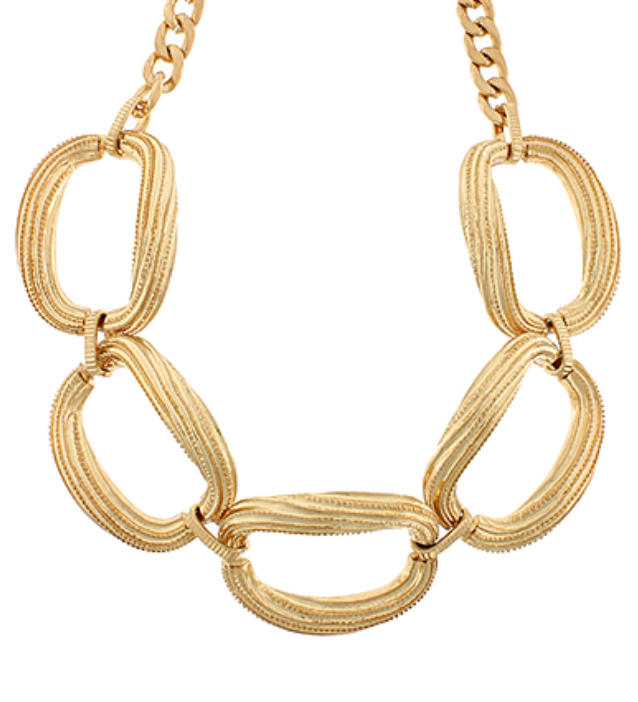 Textured Gold Oval Necklace