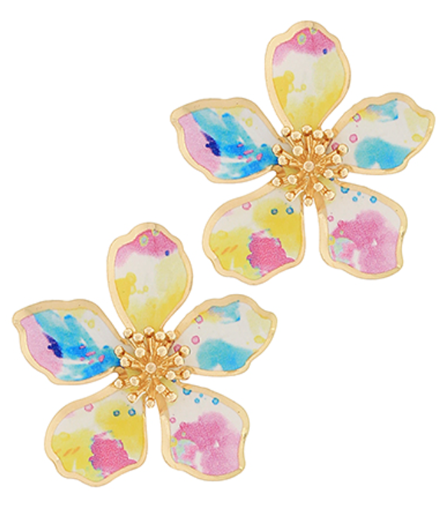 Watercolor Flower Earrings