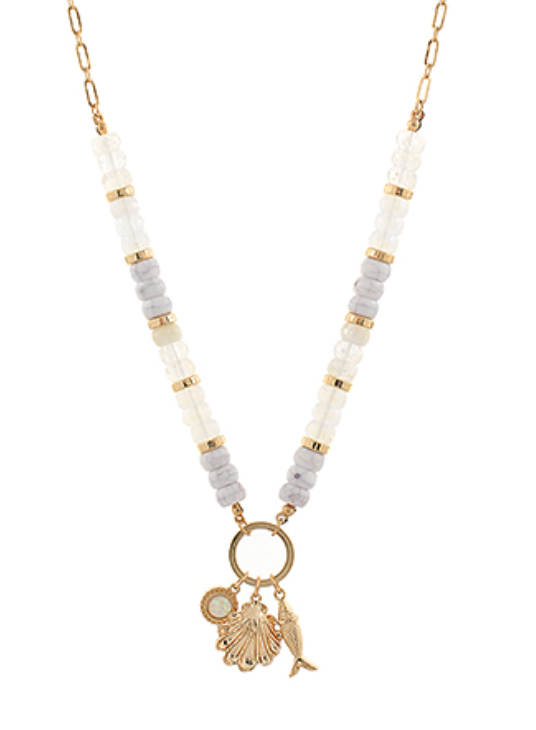 Fish Charm Rondelle Necklace