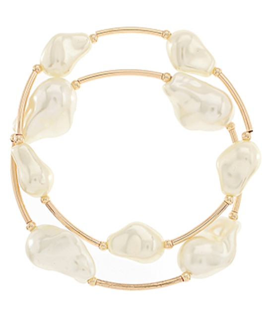 Baroque Pearl & Curved Bar Bracelet