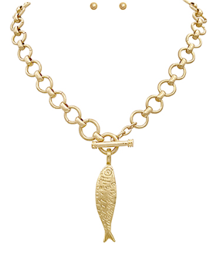 Textured Fish Necklace