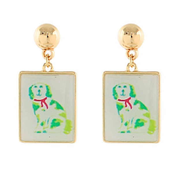 Mahjong Dog Earrings