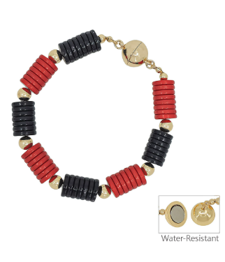 Red/Black Flat Bead Bracelet