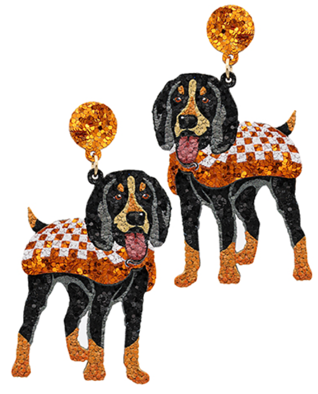 Glitter Hound Dog Earrings