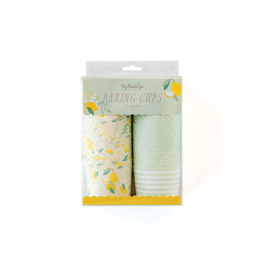 PLCC782 - Mint Lemon Stripes 5 oz Food Cups (50 pcs)