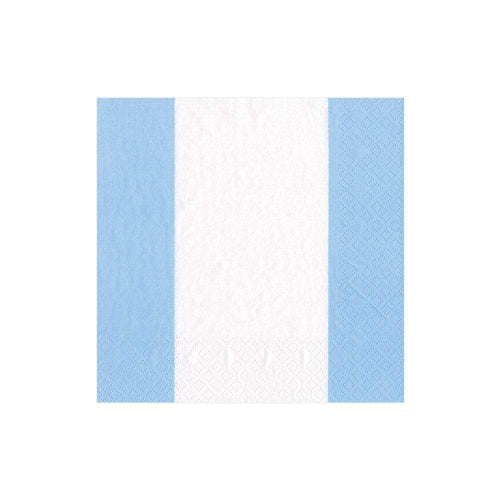 Bandol Stripe Paper Cocktail Napkins in Light Blue - 20 Per Package