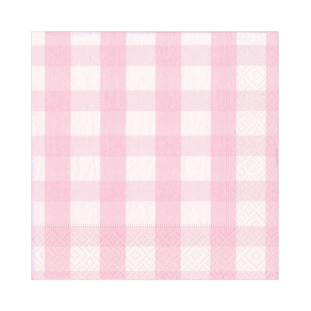 Pink Gingham Paper Luncheon Napkins in Pink
