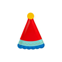 Load image into Gallery viewer, Blue Birthday Hat Shaped Plate