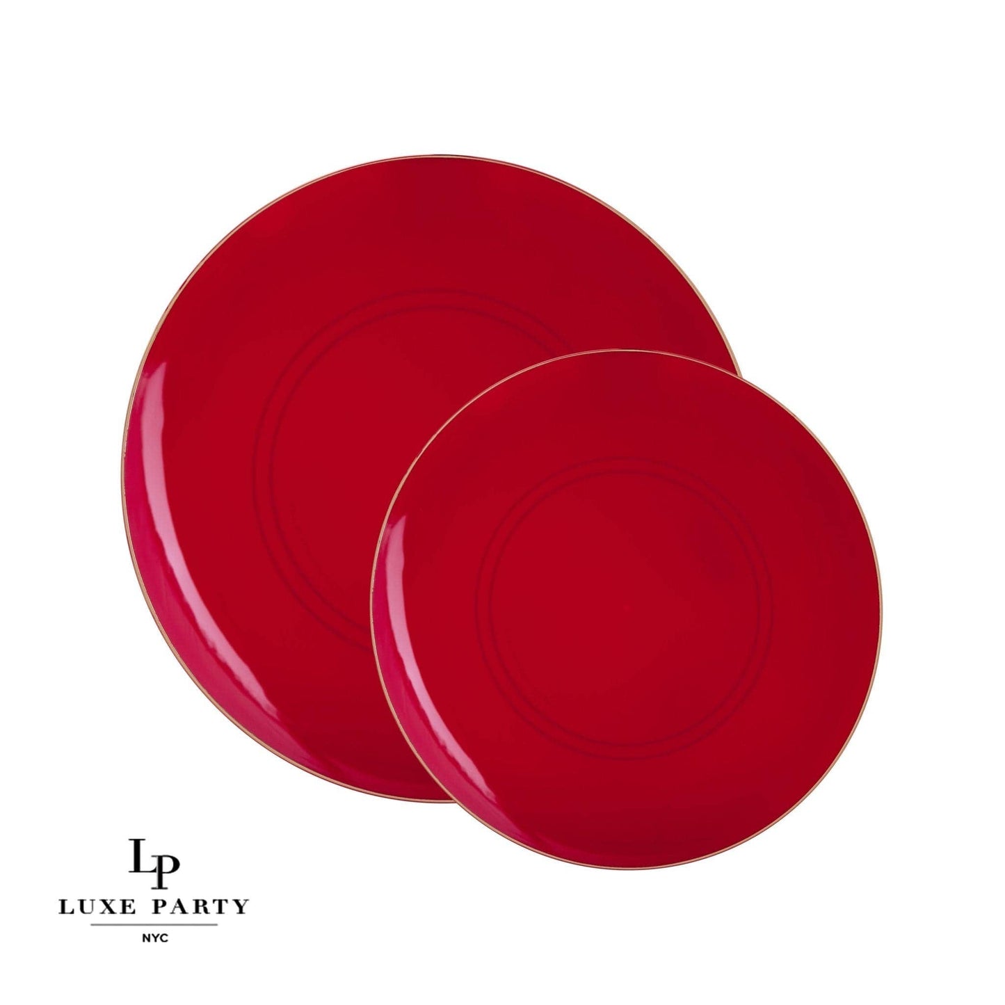 Dinner Red Round Plastic Plates
