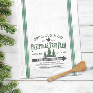 Flour Sack Christmas Vacation inspired tea towel Griswold Christmas Tree Farm tea towel novelty christmas tea towel