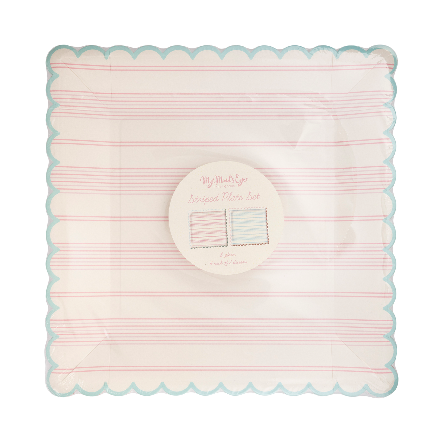 Pastel Striped Paper Plate Set