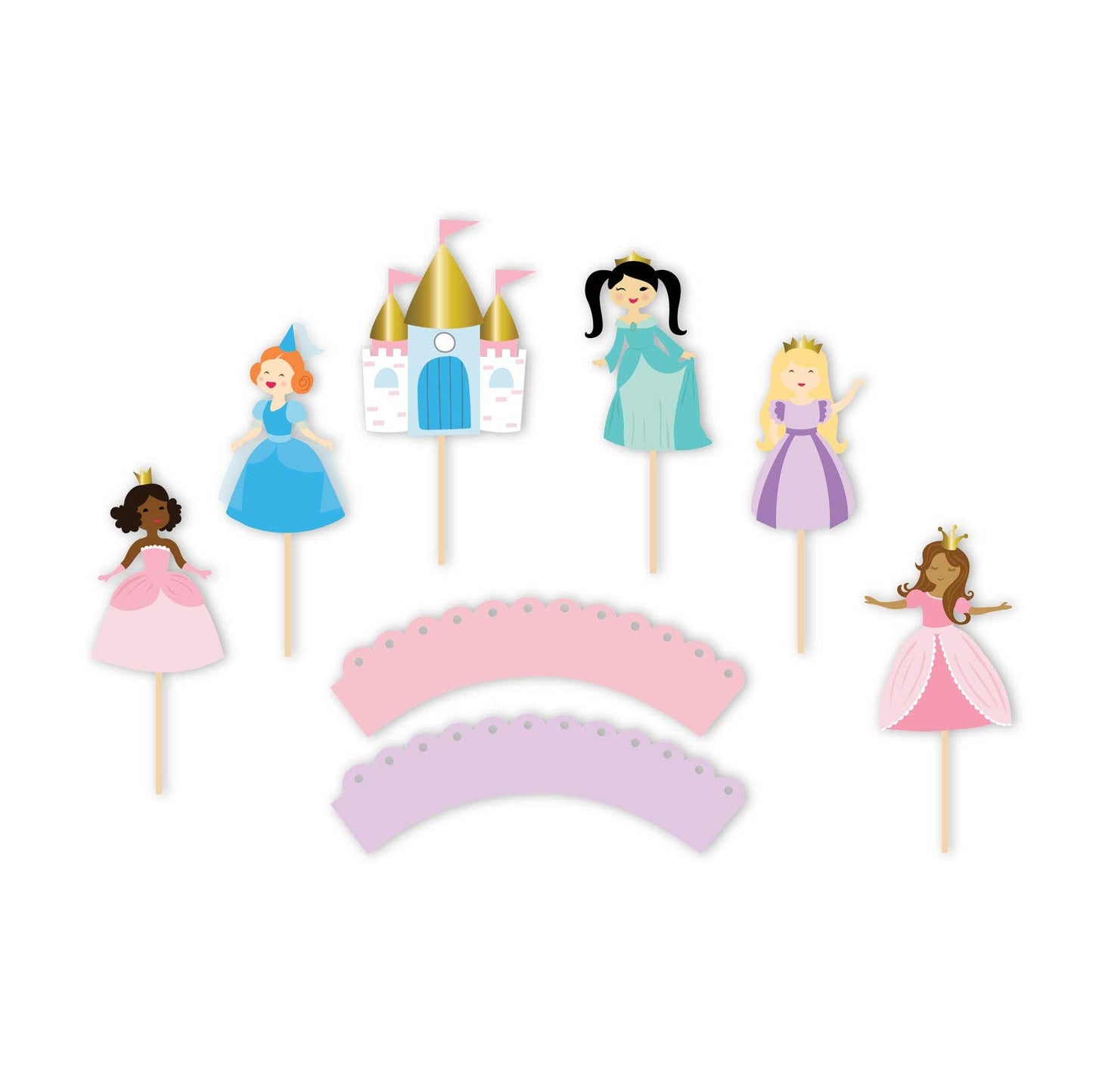 Pretty Princess - Cupcake Toppers & Wrappers, 12 ct