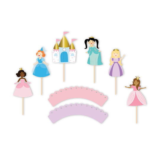 Pretty Princess - Cupcake Toppers & Wrappers, 12 ct