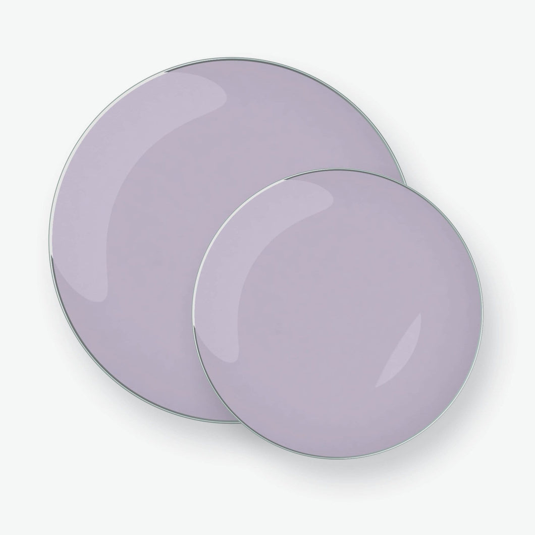 Lavender • Gold Round Plastic Plates | 10 Pack