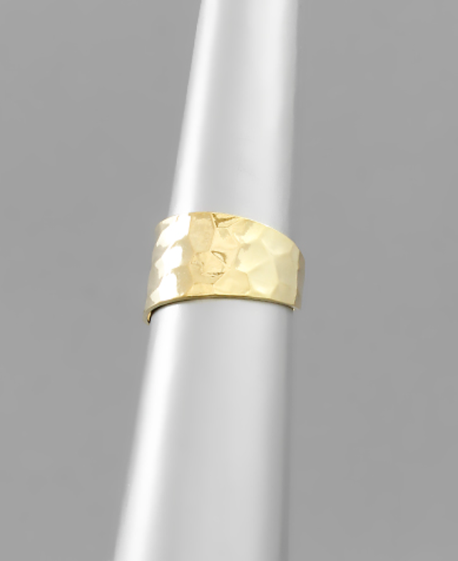 Hammered Wide Open Ring
