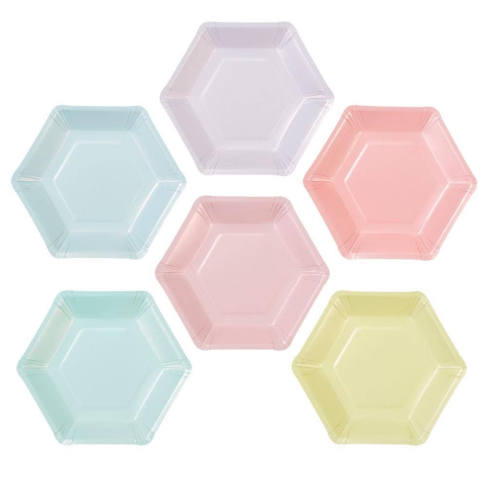 Plates = We Heart Pastels Hexagonal Shaped Plates - 12 Pack