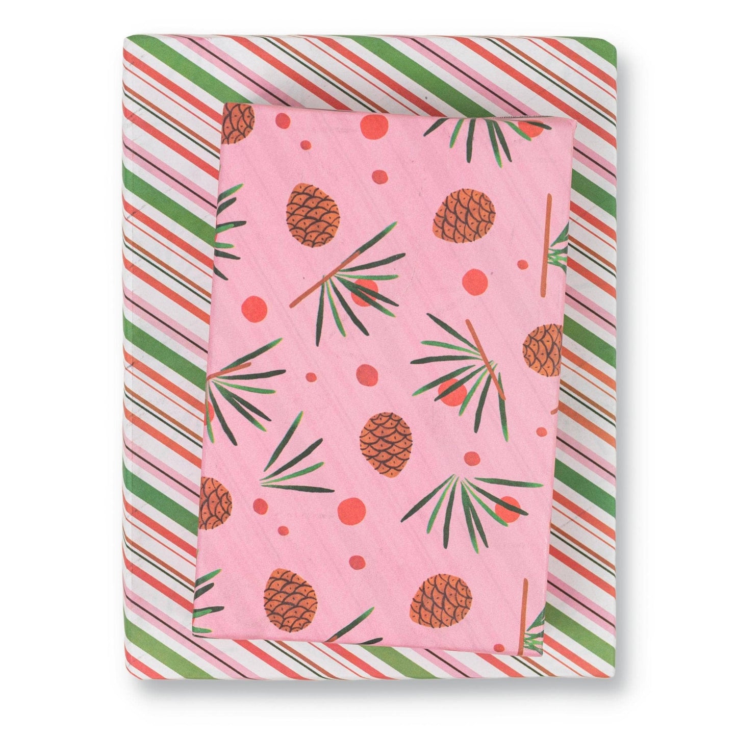 Pink Pinecones • Double-sided Eco Wrapping Paper • Holiday