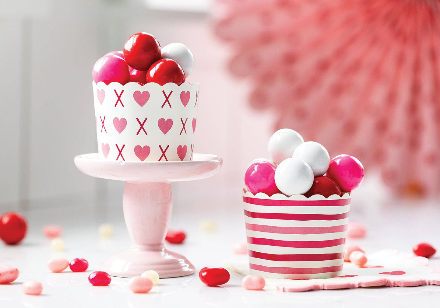 Pink and Red Stripes Baking Cups